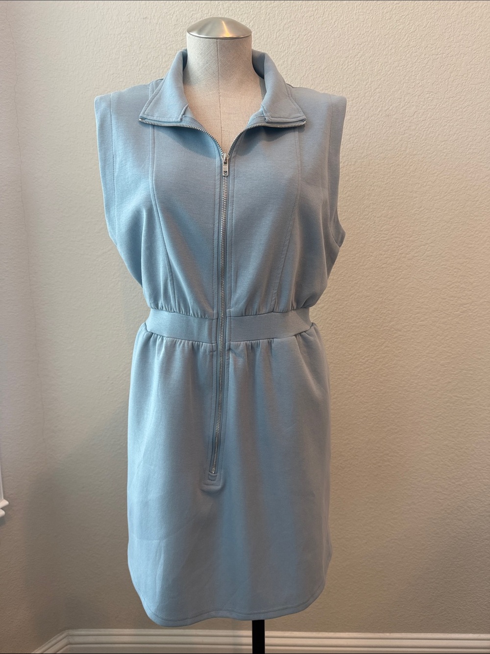 entro Light Blue Sleeveless Zip-Front Mini Dress